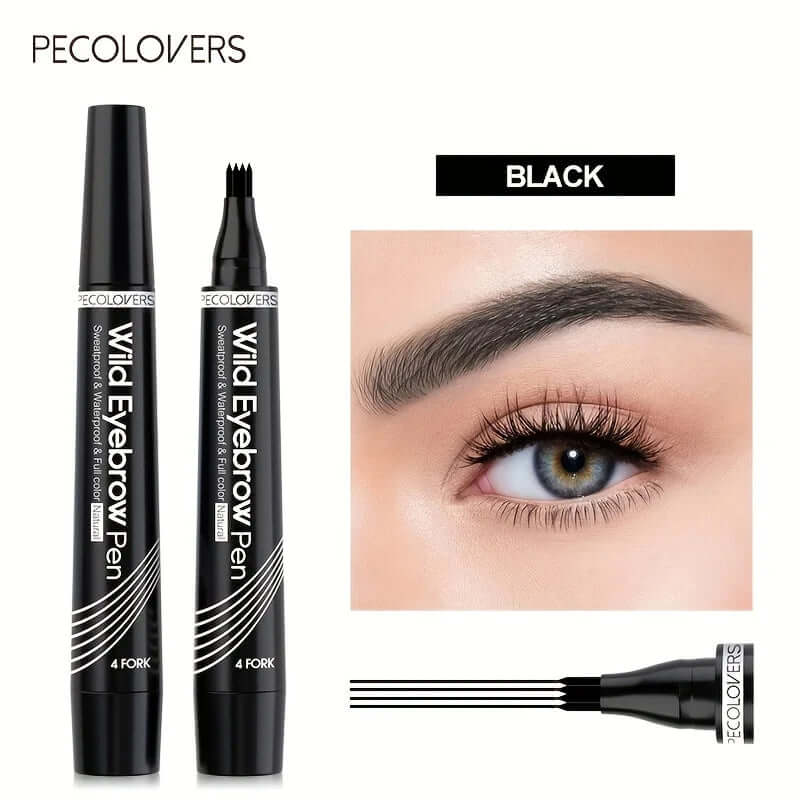 6-Color 1-Piece Eyebrow Pen — Waterproof, 4 Tips for Brows & Tattoo-Style Look