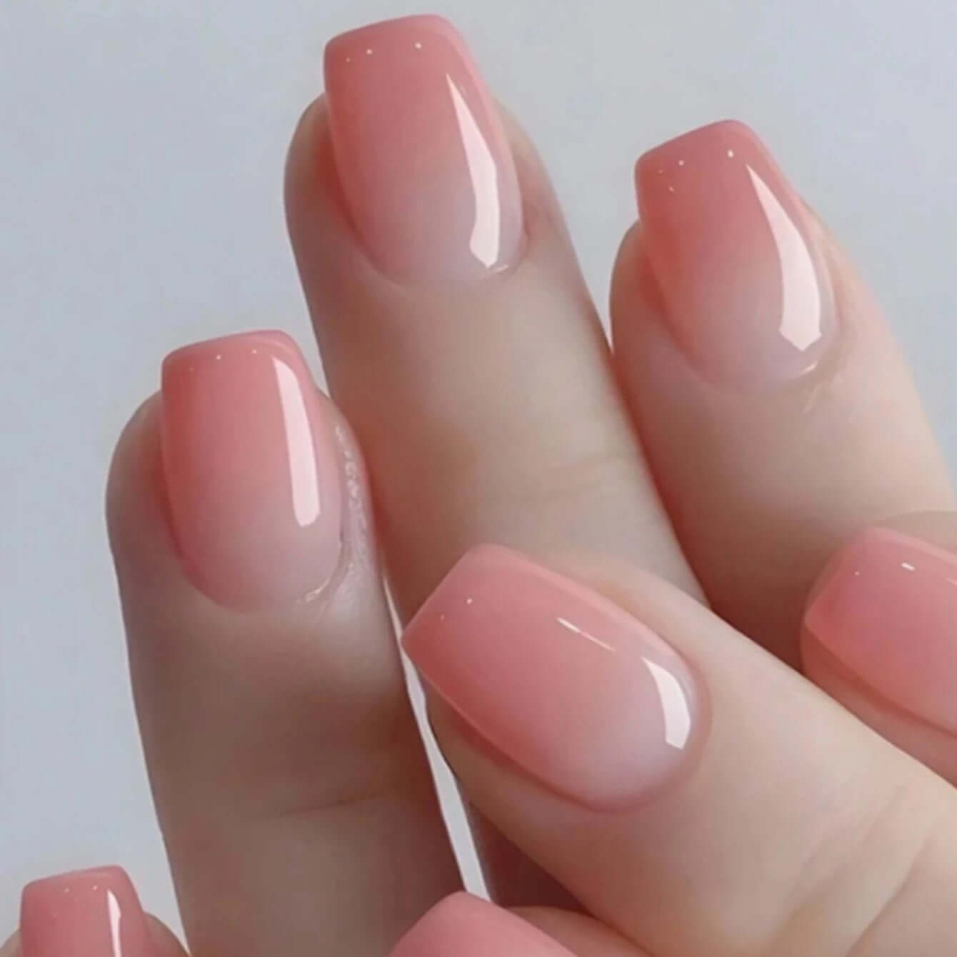 Glossy Pink Press-On Nails 24pcs – Medium Square, Full-Cover Fake Nails