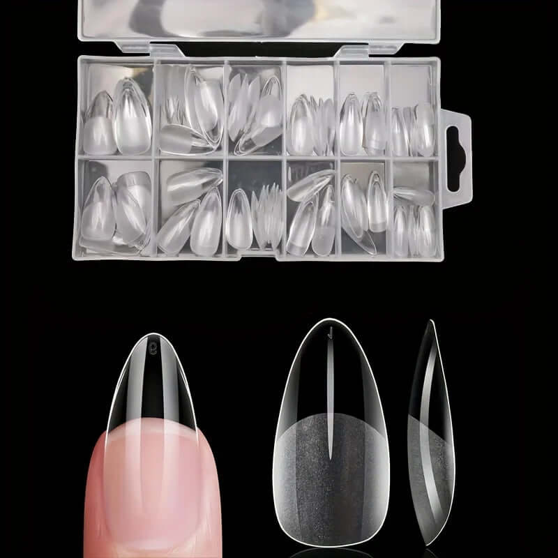 120Pcs Full Cover Press-On Nail Tips – Stiletto, Almond, Square, Coffin, French, Soak-Off Gel Extension Tips