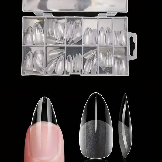 120Pcs Full Cover Press-On Nail Tips – Stiletto, Almond, Square, Coffin, French, Soak-Off Gel Extension Tips