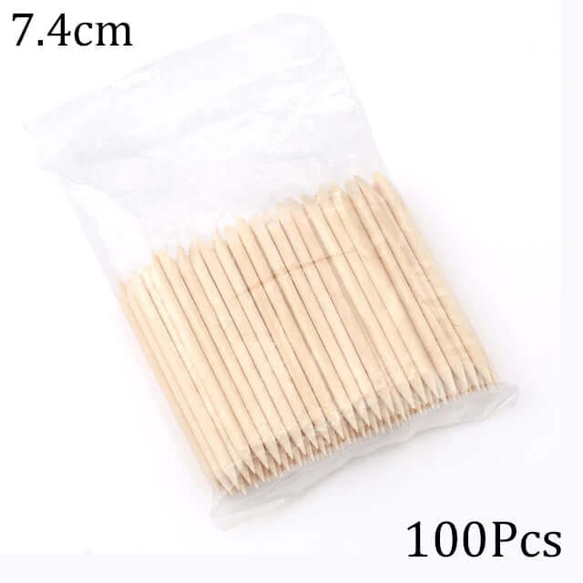 Nail Art Pusher & Cuticle Remover Kit – Wood Sticks, 100/50 Pack