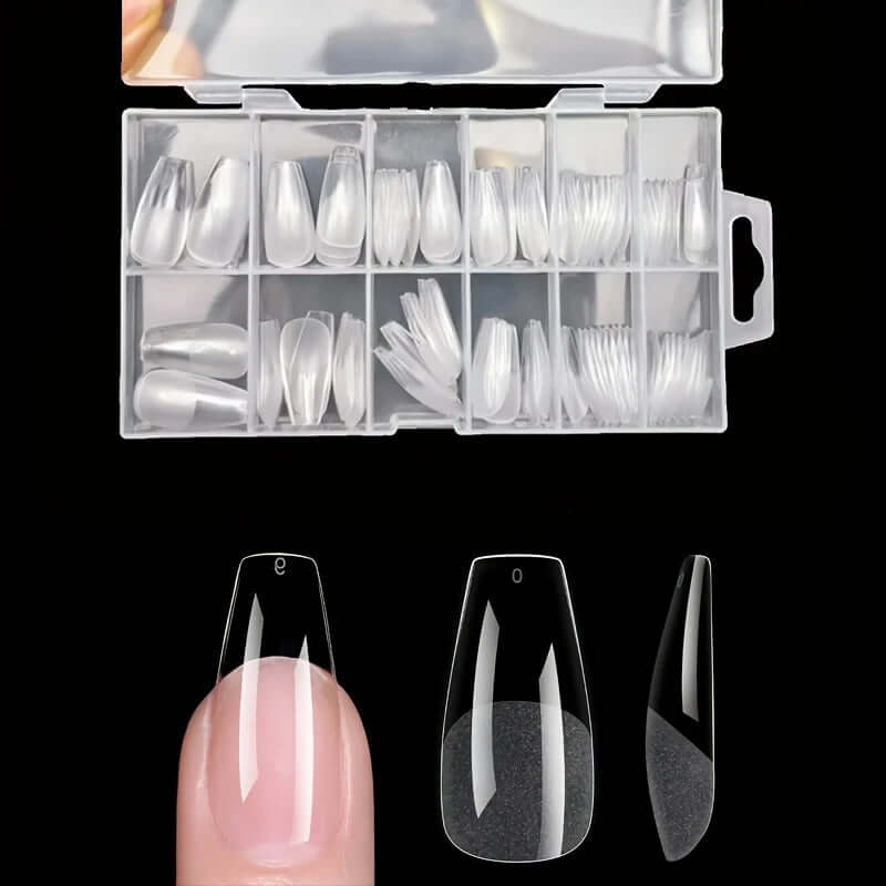 120Pcs Full Cover Press-On Nail Tips – Stiletto, Almond, Square, Coffin, French, Soak-Off Gel Extension Tips