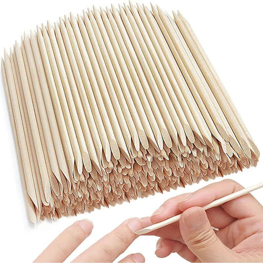 Nail Art Pusher & Cuticle Remover Kit – Wood Sticks, 100/50 Pack