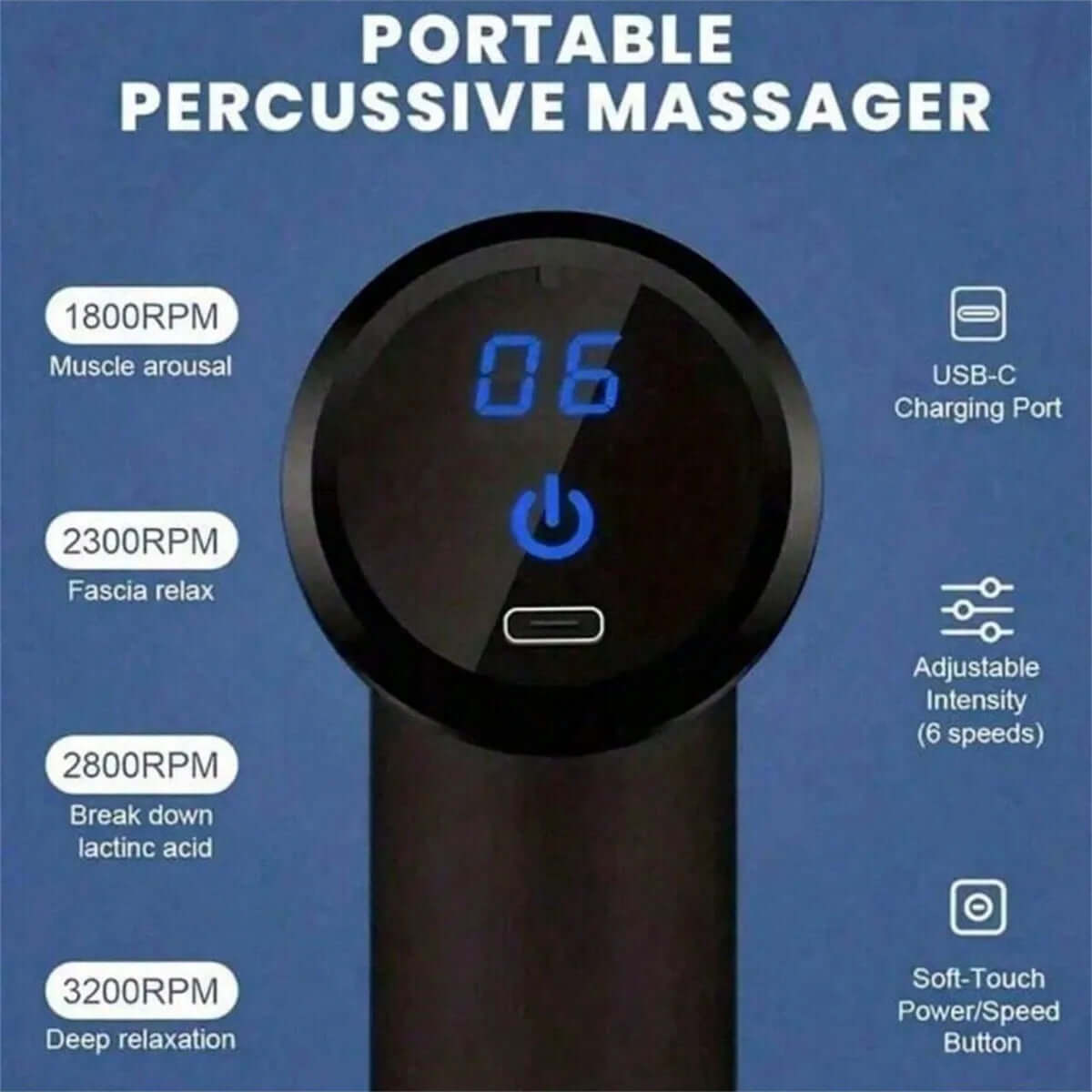 USB Rechargeable Massage Gun – Compact, Deep Tissue Muscle Therapy