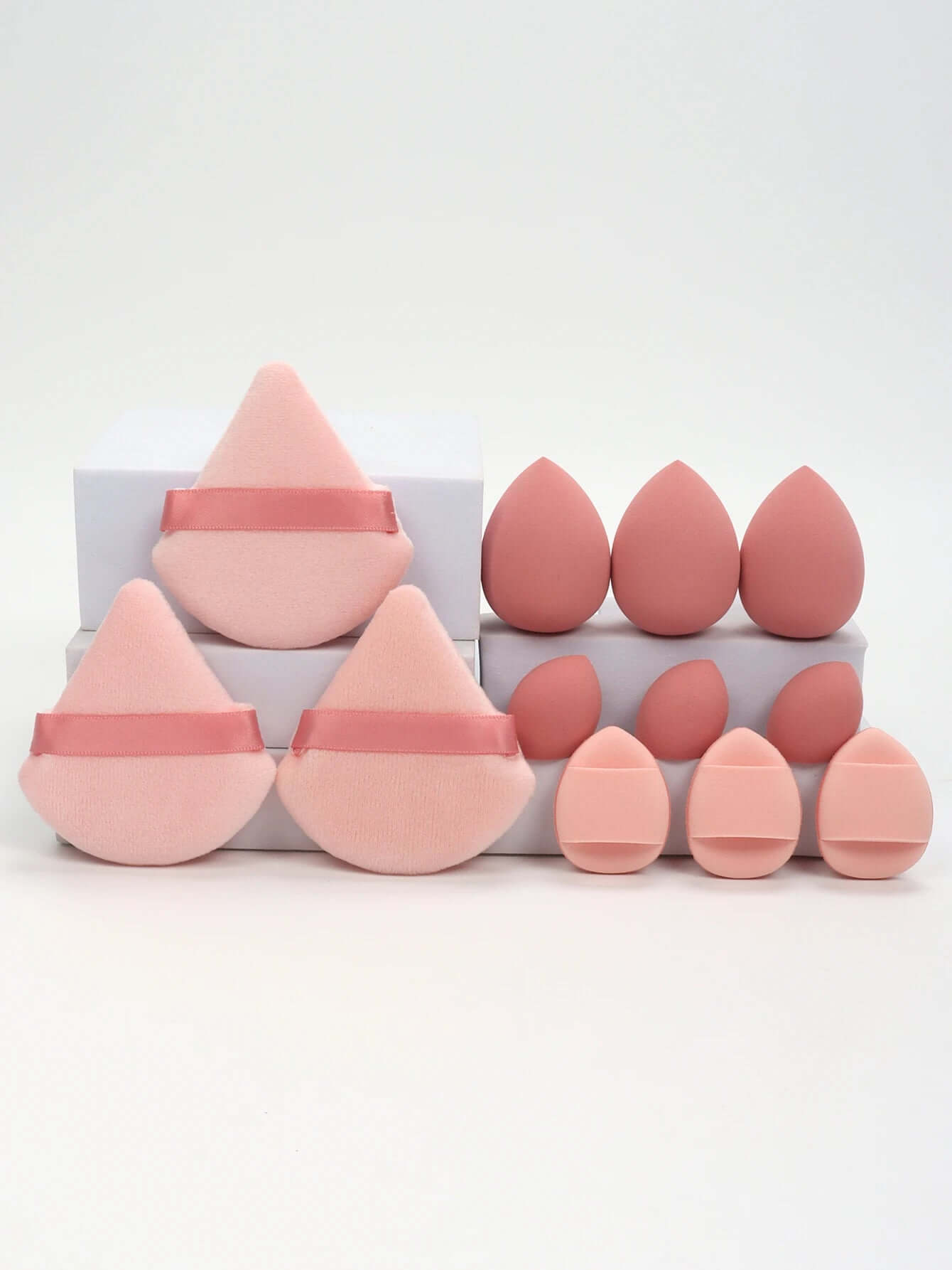 Premium 12-Piece Sponge Set — Loose Powder Puffs, Air Cushions, Beauty Eggs, Mini Sponges.