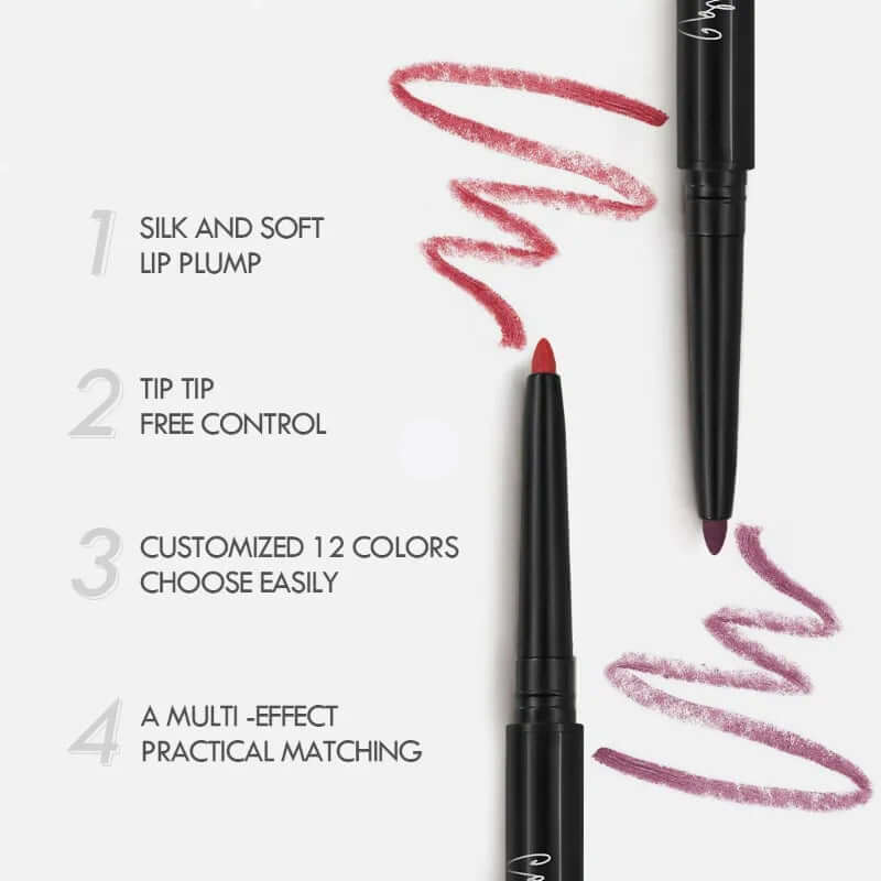 12-Color Waterproof Matte Lipliner Pencils — Red Contour Tint, Long-Lasting Lipstick