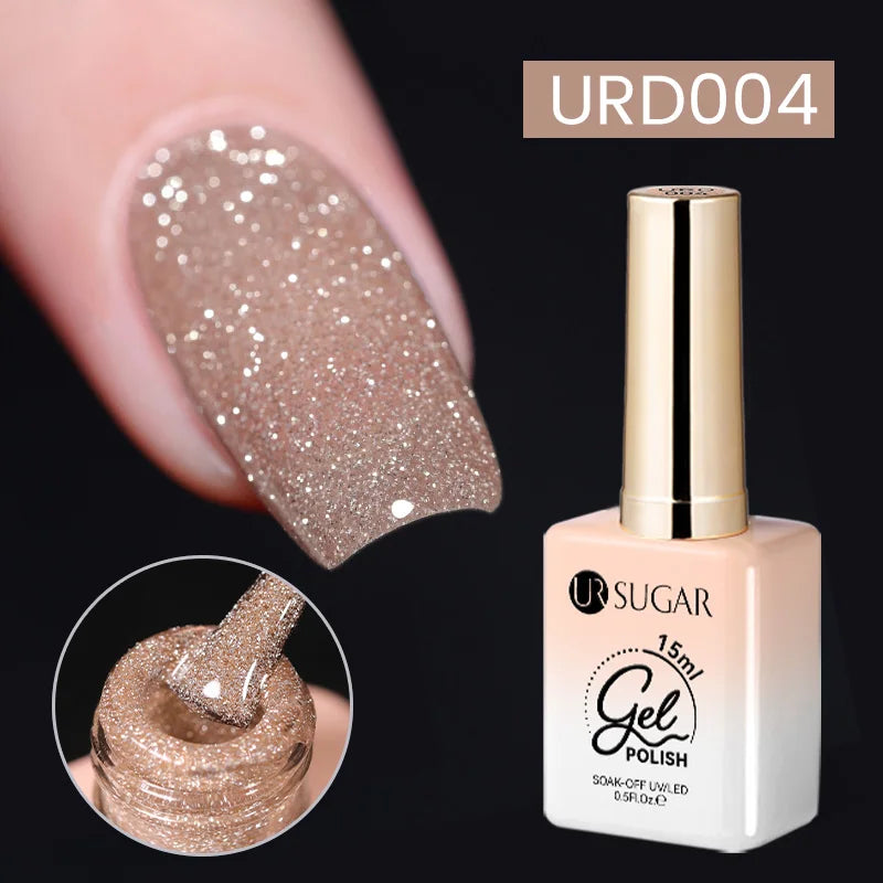 UR SUGAR Silver Glitter Gel Nail Polish — 15ml, Semi-Permanent UV Gel