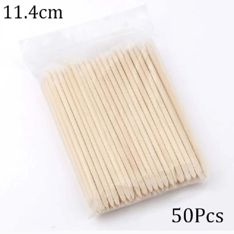 Nail Art Pusher & Cuticle Remover Kit – Wood Sticks, 100/50 Pack
