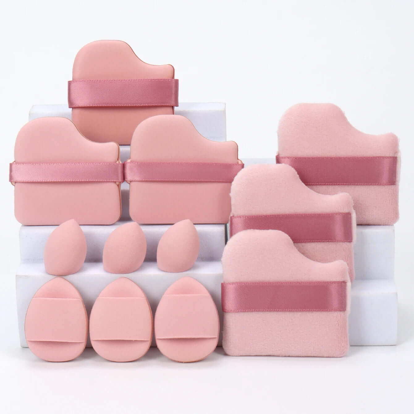 Premium 12-Piece Sponge Set — Loose Powder Puffs, Air Cushions, Beauty Eggs, Mini Sponges.