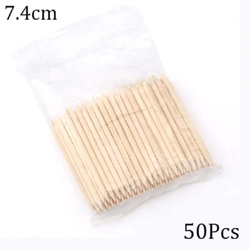 Nail Art Pusher & Cuticle Remover Kit – Wood Sticks, 100/50 Pack