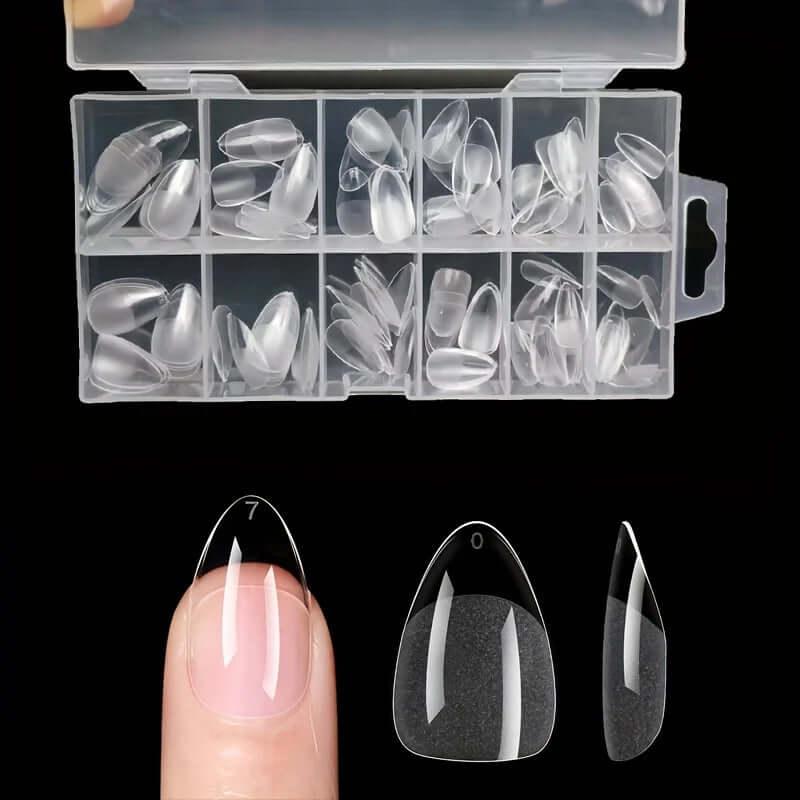 120Pcs Full Cover Press-On Nail Tips – Stiletto, Almond, Square, Coffin, French, Soak-Off Gel Extension Tips