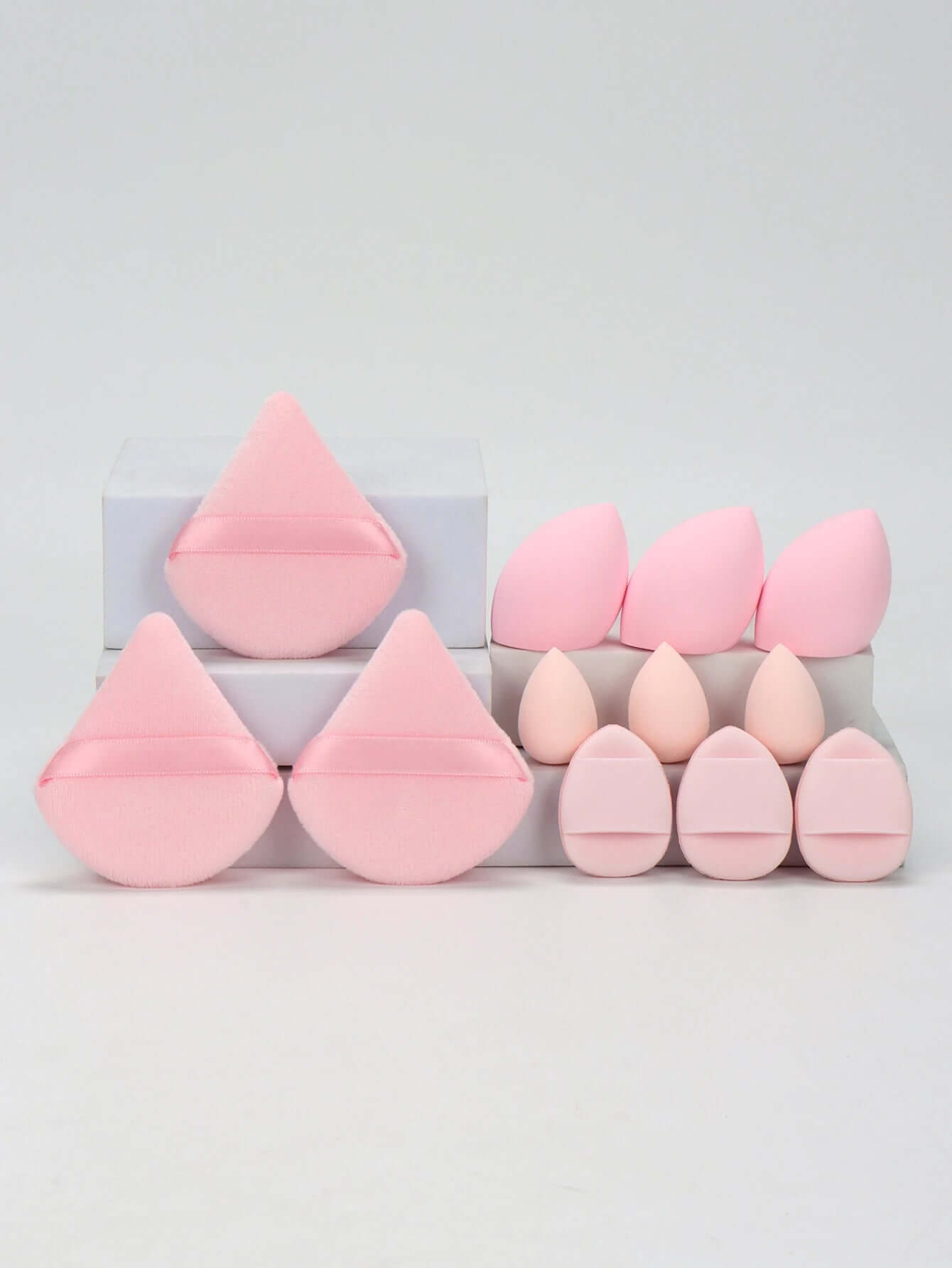 Premium 12-Piece Sponge Set — Loose Powder Puffs, Air Cushions, Beauty Eggs, Mini Sponges.