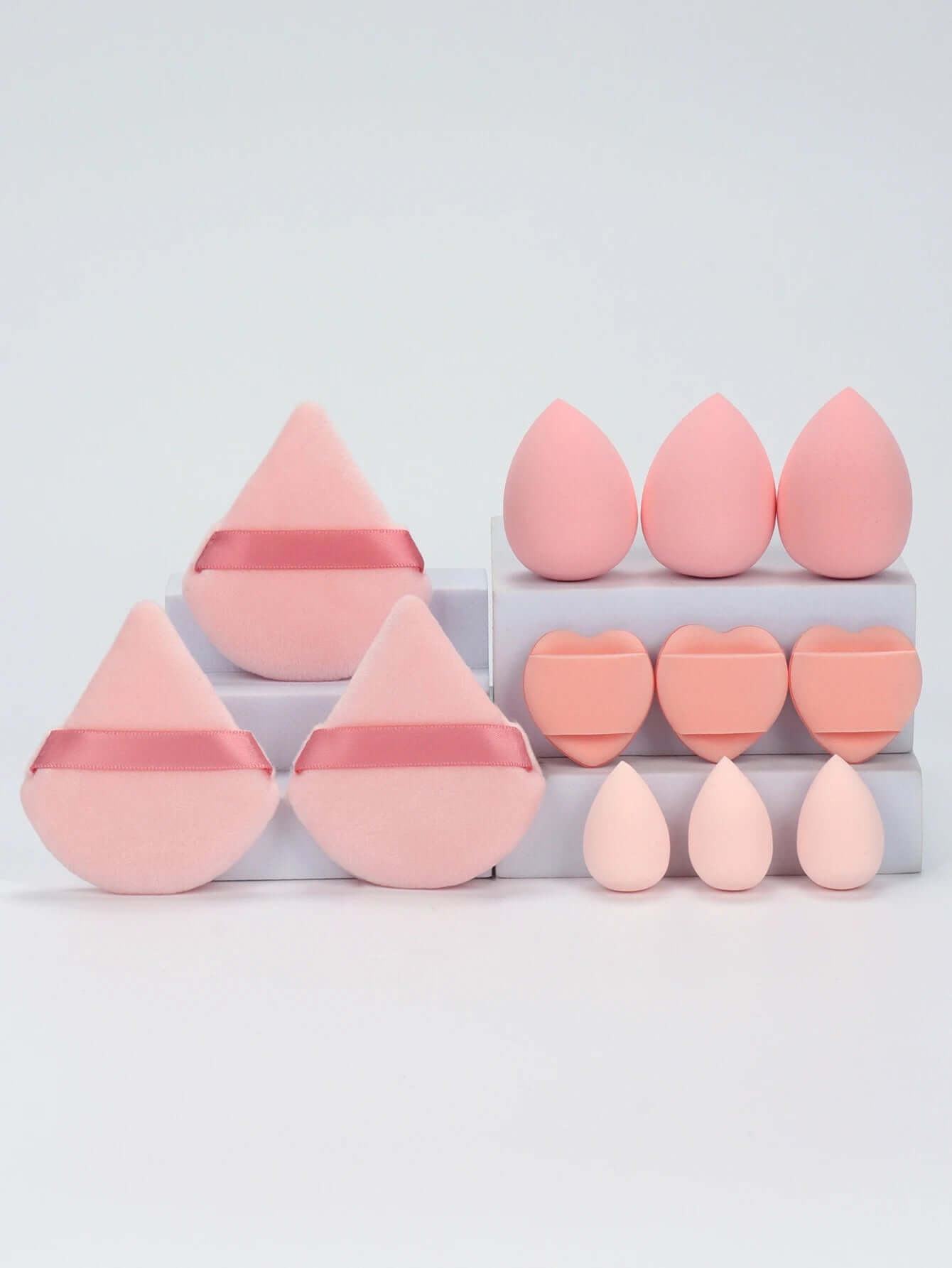 Premium 12-Piece Sponge Set — Loose Powder Puffs, Air Cushions, Beauty Eggs, Mini Sponges.