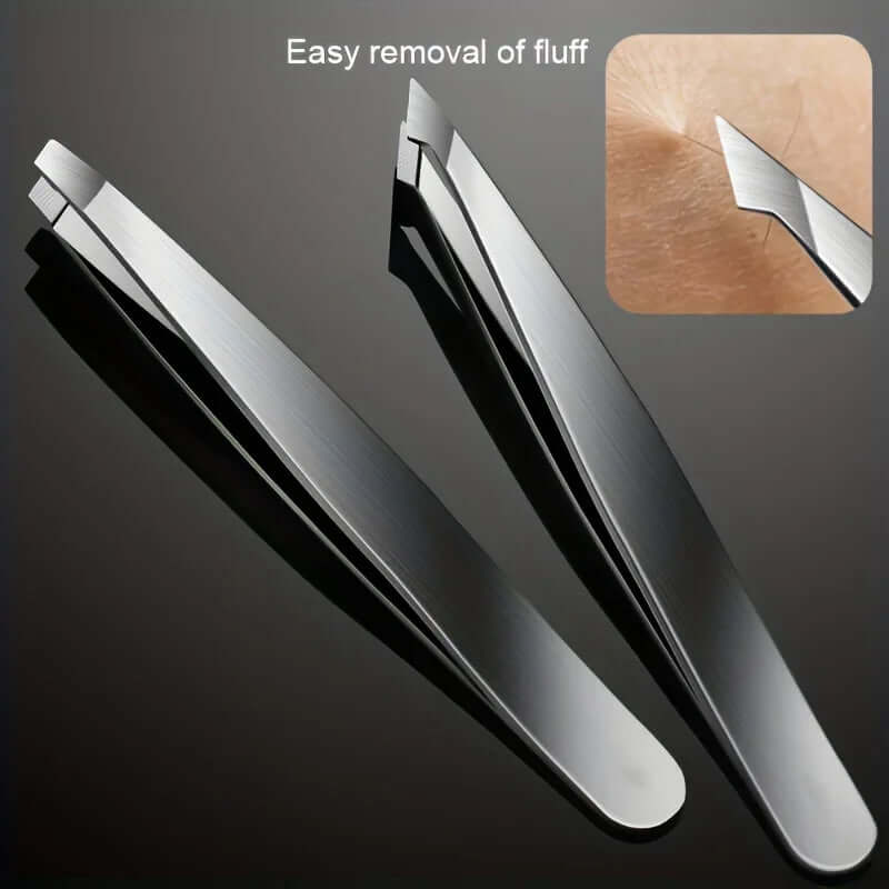 4-Piece Professional Tweezers Set — Eyebrow Hair Removal & Splinter Removal Tools