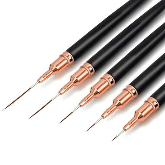 Nail Brush Pen 5pcs Set — Nail Art Liner Brushes for Elongated Striping & Drawing (Professional)