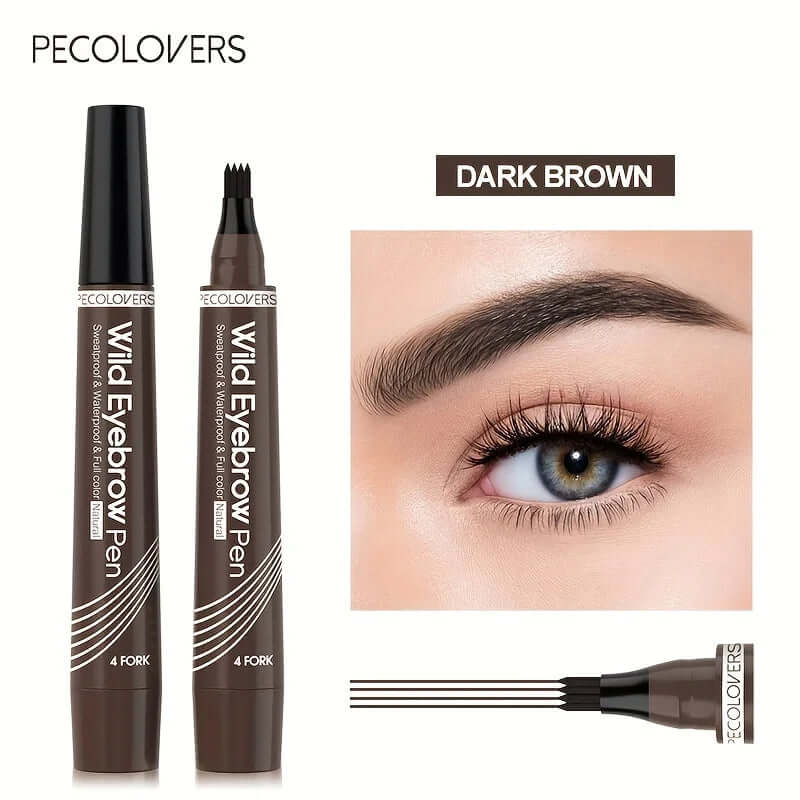 6-Color 1-Piece Eyebrow Pen — Waterproof, 4 Tips for Brows & Tattoo-Style Look