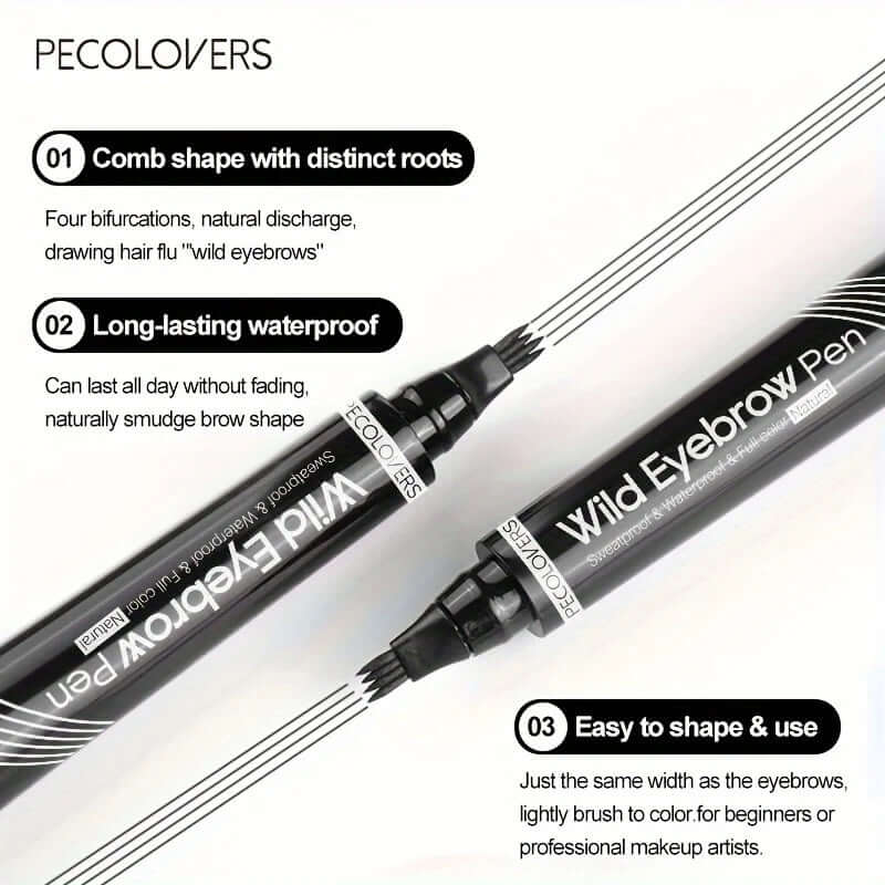 6-Color 1-Piece Eyebrow Pen — Waterproof, 4 Tips for Brows & Tattoo-Style Look