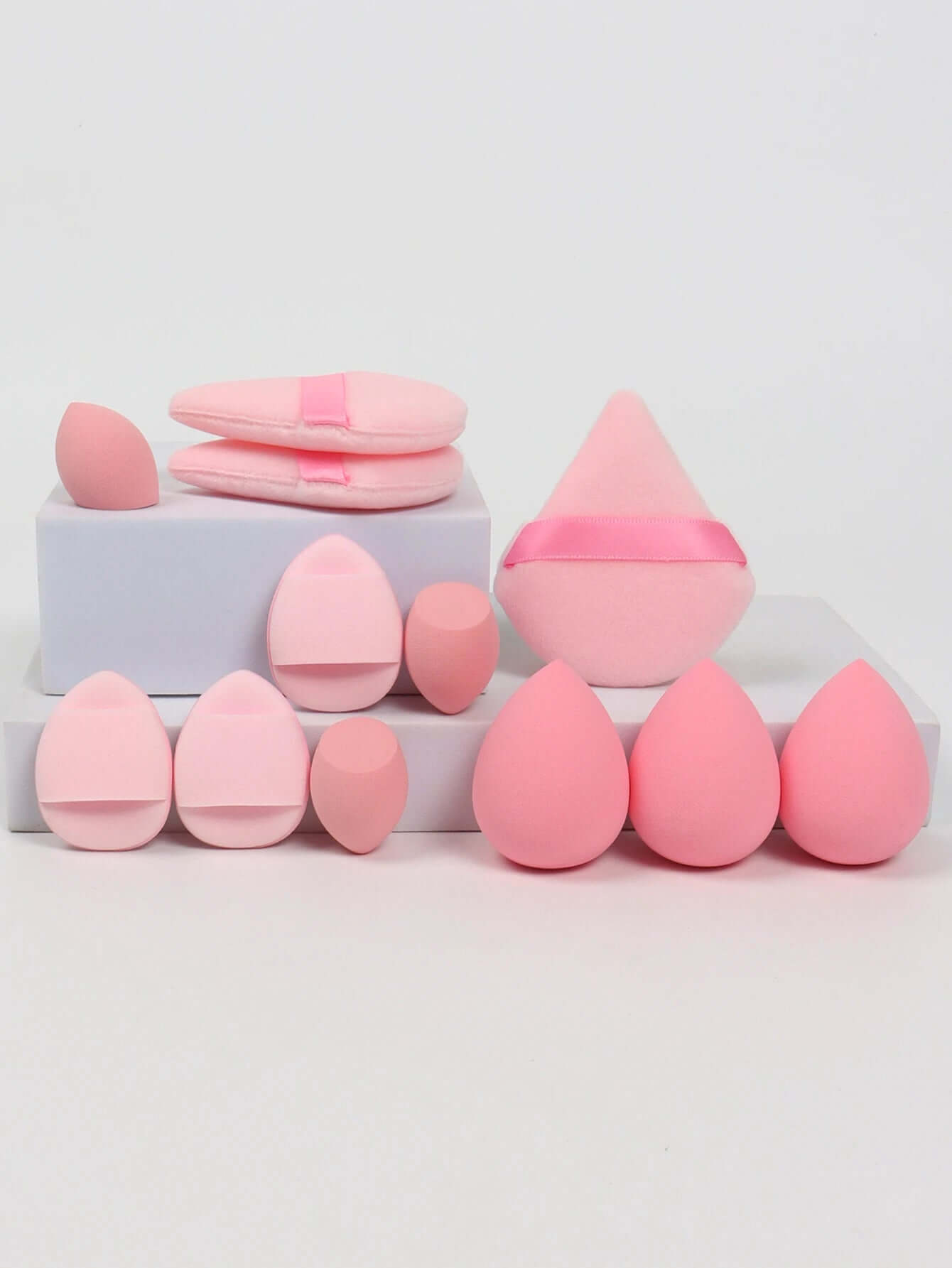 Premium 12-Piece Sponge Set — Loose Powder Puffs, Air Cushions, Beauty Eggs, Mini Sponges.