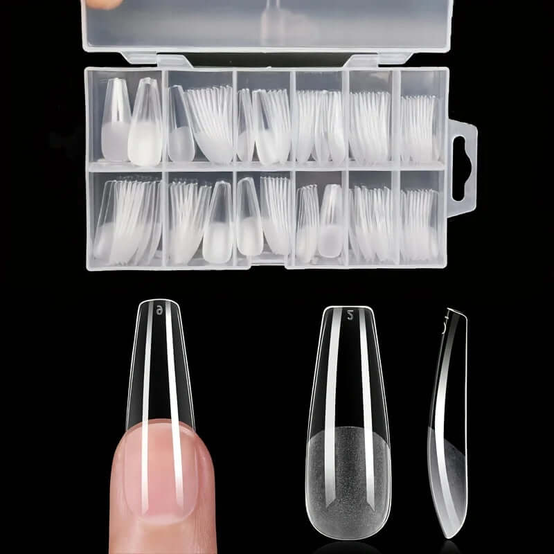 120Pcs Full Cover Press-On Nail Tips – Stiletto, Almond, Square, Coffin, French, Soak-Off Gel Extension Tips