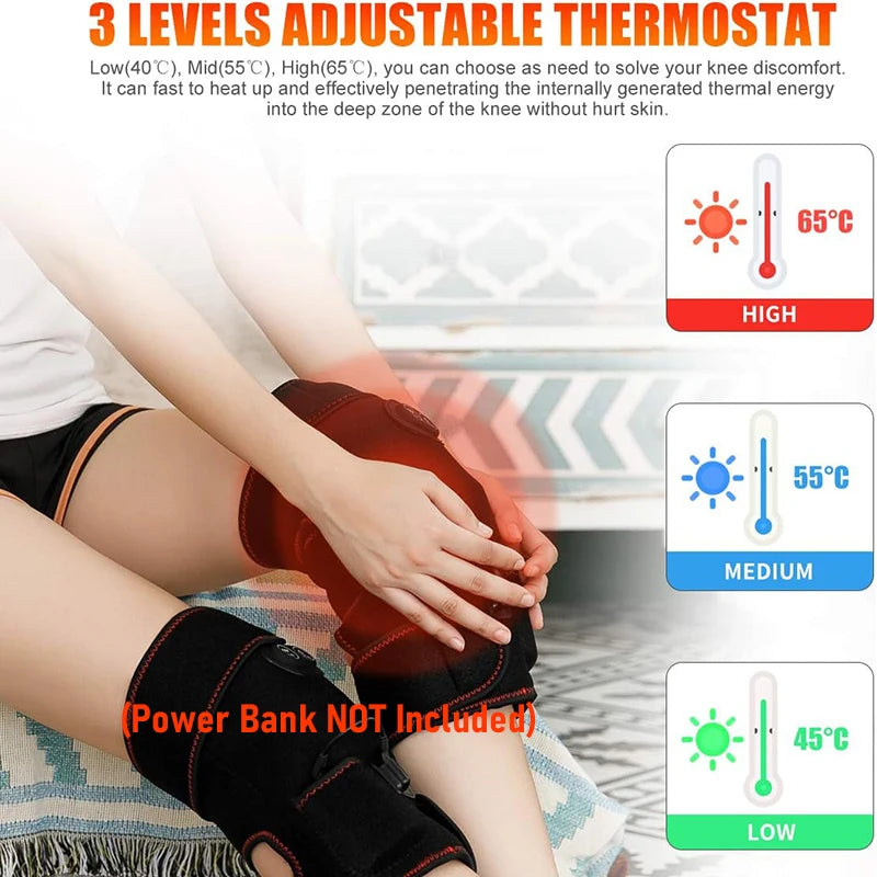 Electric Heated Vibration Knee Massage Pad 3 in 1 Massager for Shoulder Elbow Hot Compress Thermal Joint Brace Muscle Relaxation