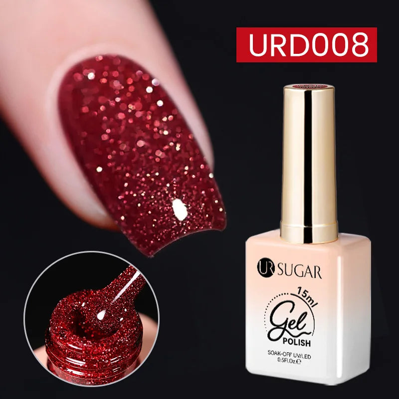 UR SUGAR Silver Glitter Gel Nail Polish — 15ml, Semi-Permanent UV Gel