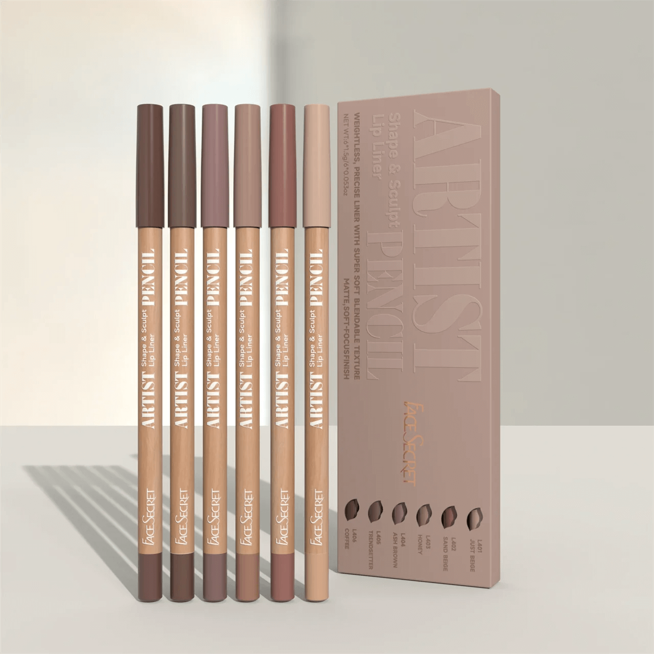 Lip Liner Pencil Set — Myelyora Artist Shape Sculpt, Matte Soft & Bendable
