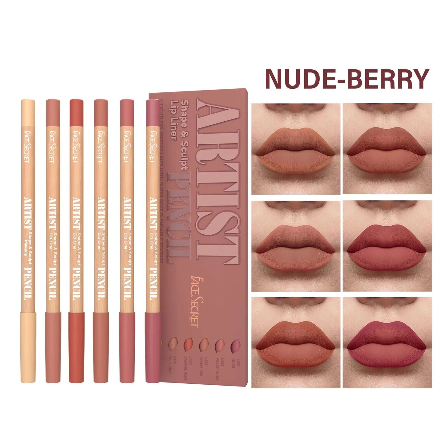 Lip Liner Pencil Set — Myelyora Artist Shape Sculpt, Matte Soft & Bendable