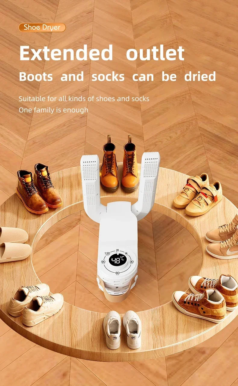 Smart Shoe Dryer with Timer — Quick Dry, Deodorize, Sterilize Household Warmer