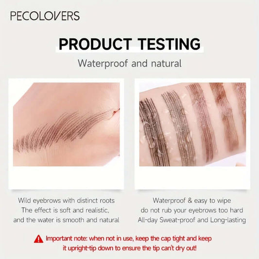 6-Color 1-Piece Eyebrow Pen — Waterproof, 4 Tips for Brows & Tattoo-Style Look