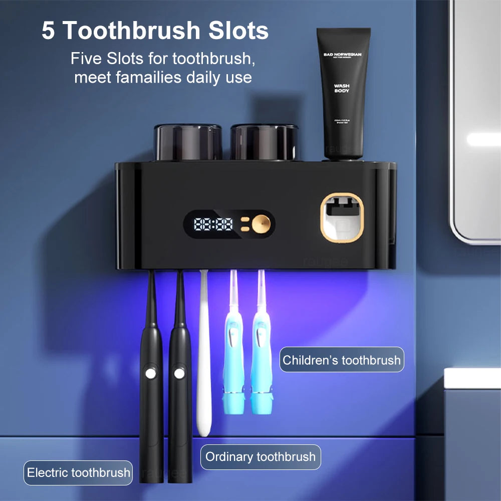 3-in-1 Portable Toothbrush Care Kit — UV Sterilization, Drying, Wall-Mounted Holder