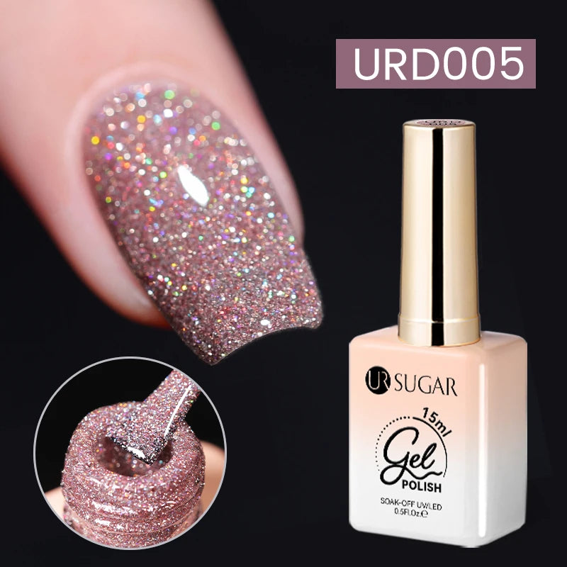 UR SUGAR Silver Glitter Gel Nail Polish — 15ml, Semi-Permanent UV Gel