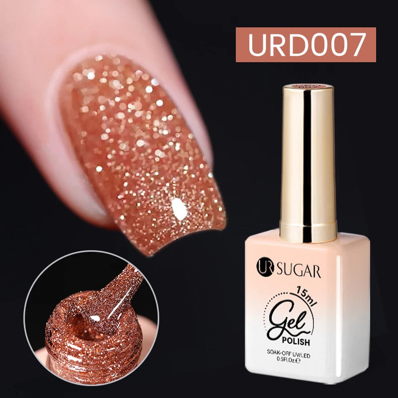 UR SUGAR Silver Glitter Gel Nail Polish — 15ml, Semi-Permanent UV Gel