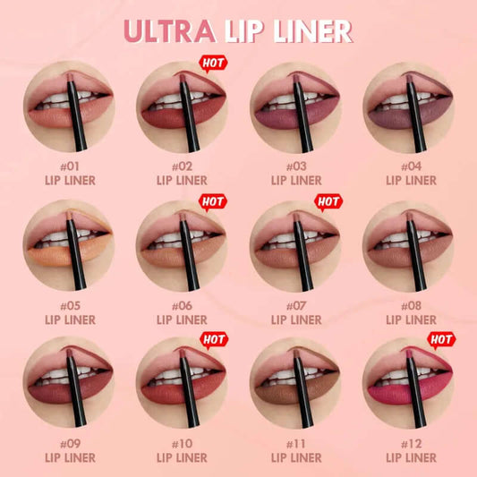 12-Color Waterproof Matte Lipliner Pencils — Red Contour Tint, Long-Lasting Lipstick