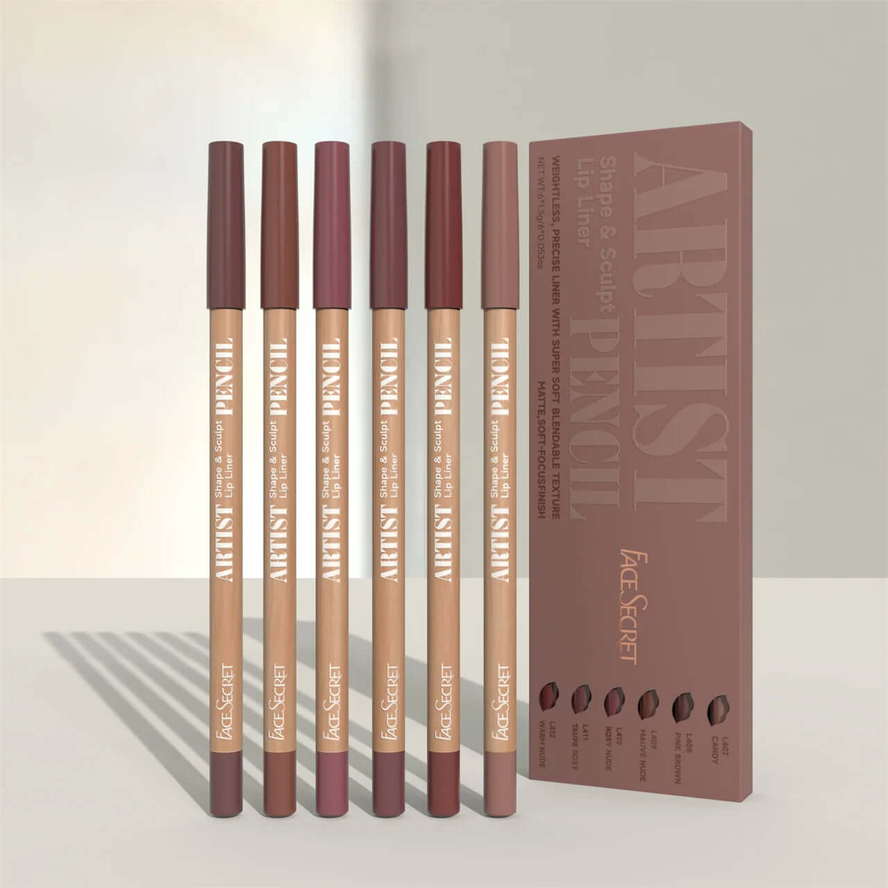 Lip Liner Pencil Set — Myelyora Artist Shape Sculpt, Matte Soft & Bendable