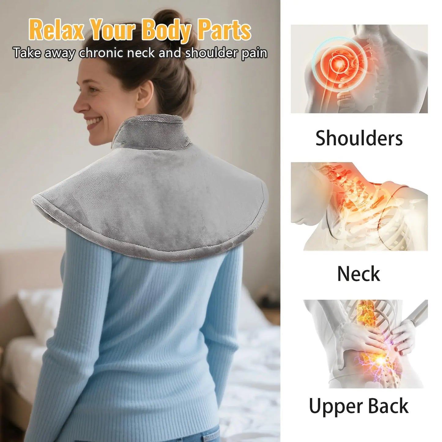 Heating Shawl Heated Pad for Neck with 9 Heat Levels Heat Cushion Shoulder Back Joint Muscle Soreness Pain Relief with 4 Timers