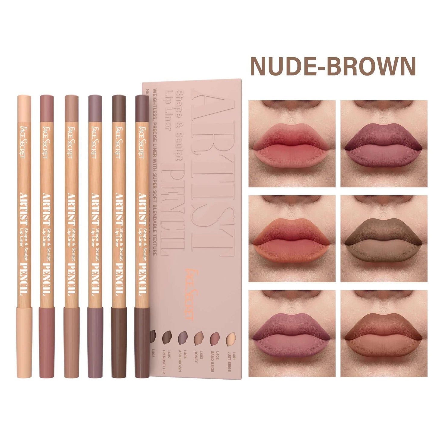 Lip Liner Pencil Set — Myelyora Artist Shape Sculpt, Matte Soft & Bendable
