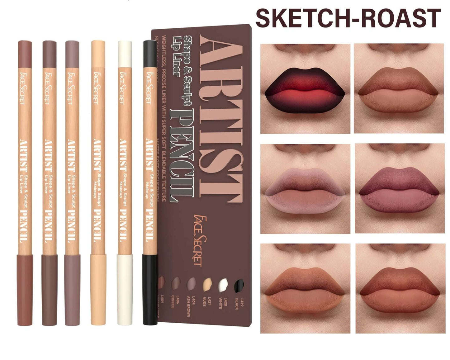 Lip Liner Pencil Set — Myelyora Artist Shape Sculpt, Matte Soft & Bendable