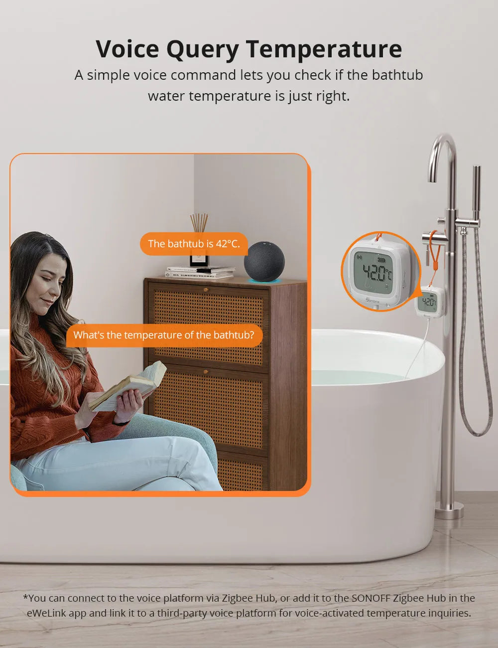 SONOFF SNZB-02LD IP65 Zigbee LCD Smart Thermometer With Probe Detect Pool Bathtub Fridge Freezer Liquid Temperature Measurement