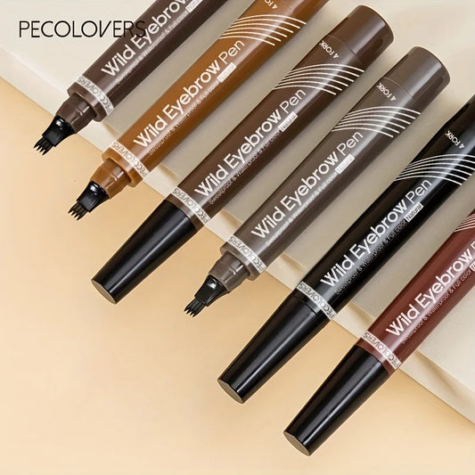 6 Colors Eyebrow Pen 1pc — Waterproof, 4-Split Tip, Liquid Black