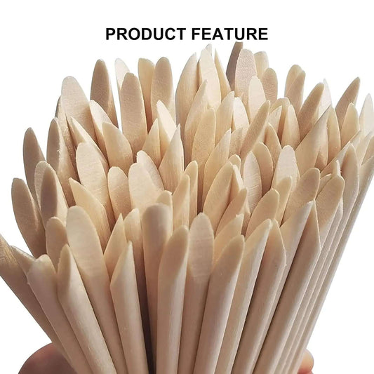 Nail Art Pusher & Cuticle Remover Kit – Wood Sticks, 100/50 Pack