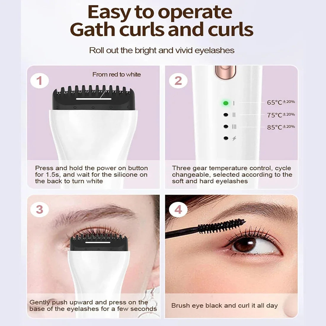 5D Heating Eyelash Curler — Portable, 3 Modes, Quick-Lift Heated Curl