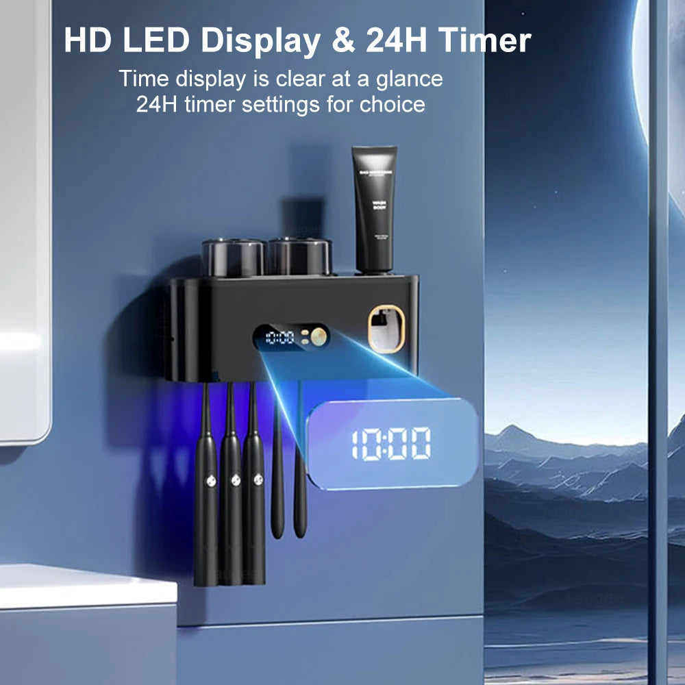 3-in-1 Portable Toothbrush Care Kit — UV Sterilization, Drying, Wall-Mounted Holder