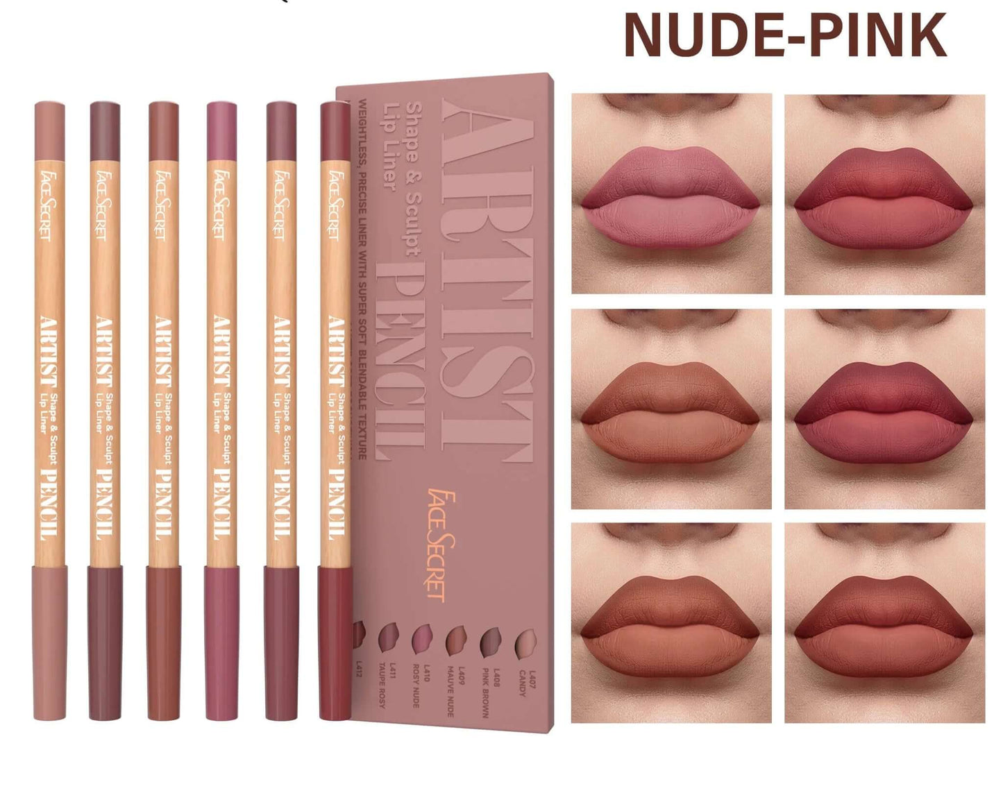 Lip Liner Pencil Set — Myelyora Artist Shape Sculpt, Matte Soft & Bendable