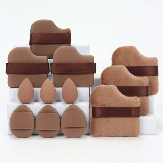 Premium 12-Piece Sponge Set — Loose Powder Puffs, Air Cushions, Beauty Eggs, Mini Sponges.