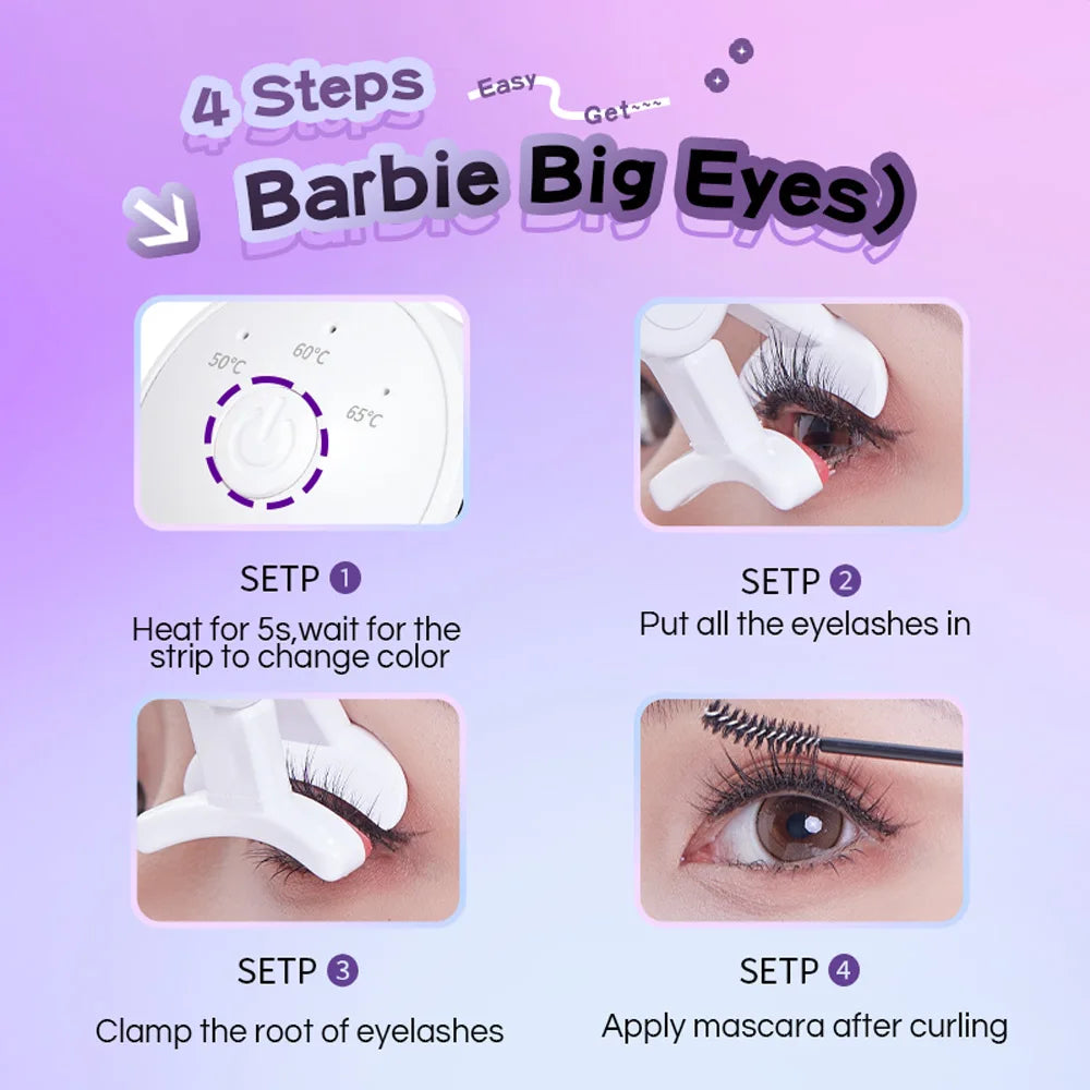 Heated Eyelash Curler — Frameless Design, Auto Temperature Control, Rechargeable