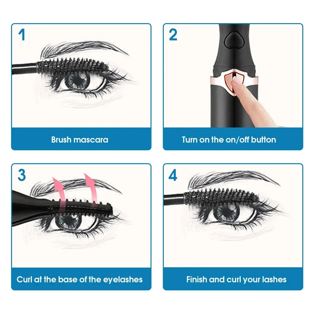 2-in-1 portable heated eyelash curler, long-lasting curling comb clip, USB power supply, 3-speed temperature mode, beauty tool