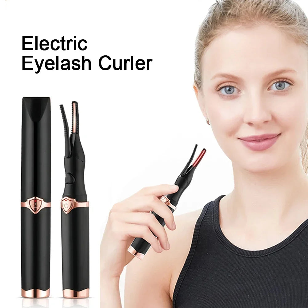 2-in-1 portable heated eyelash curler, long-lasting curling comb clip, USB power supply, 3-speed temperature mode, beauty tool