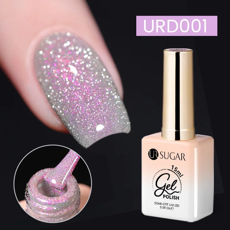 UR SUGAR Silver Glitter Gel Nail Polish — 15ml, Semi-Permanent UV Gel