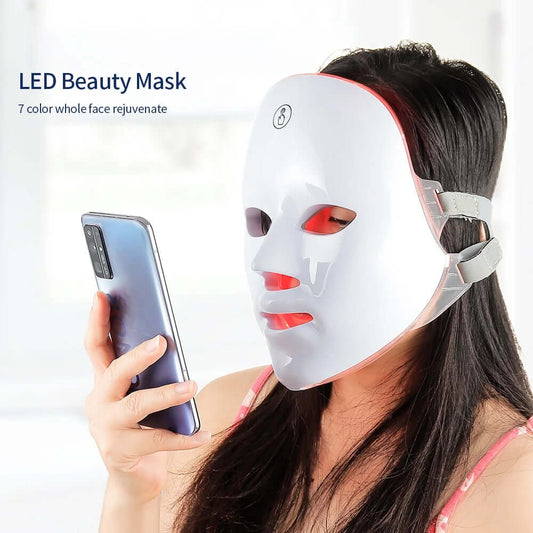 Wireless LED Face Mask – 7-Color Light Therapy for Face & Neck