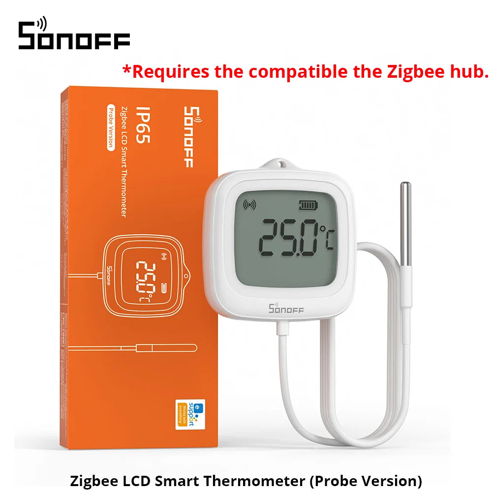 SONOFF SNZB-02LD IP65 Zigbee LCD Smart Thermometer With Probe Detect Pool Bathtub Fridge Freezer Liquid Temperature Measurement